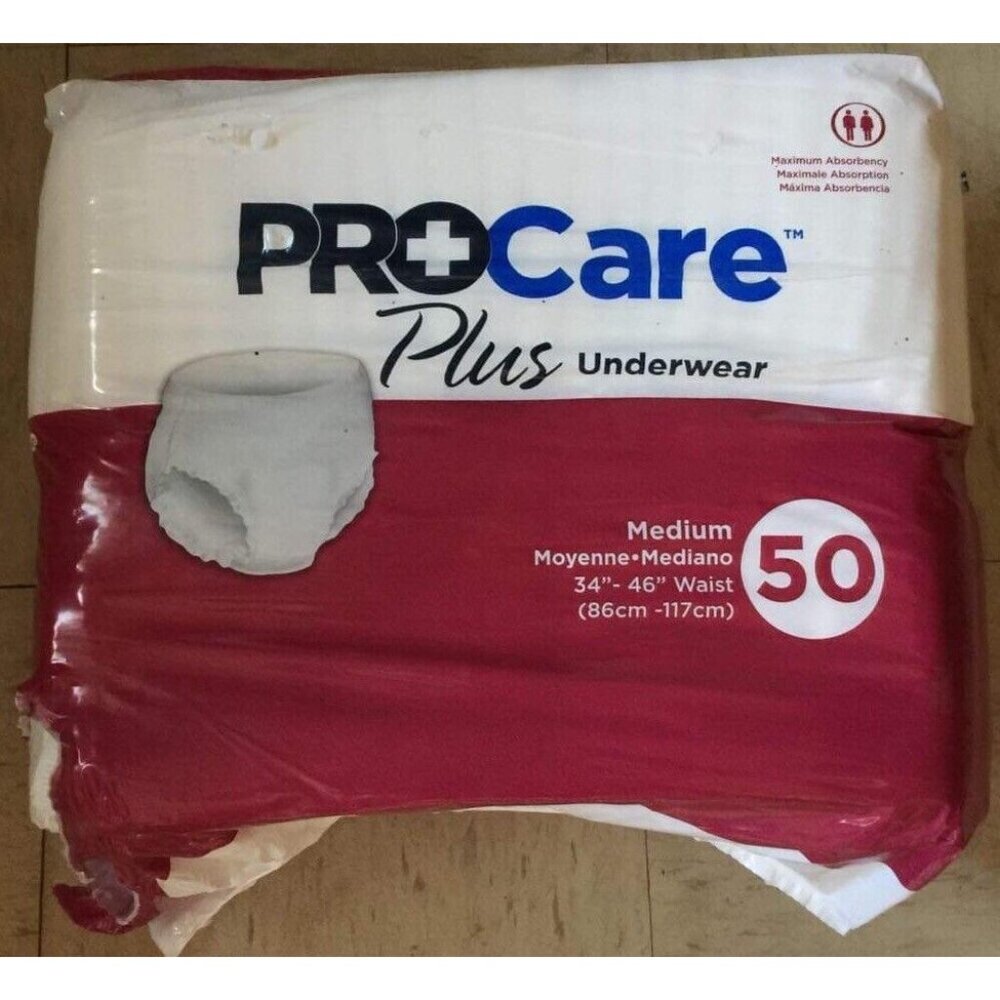 Pro Care Medium Adult Men's Disposable Underwear Package ripped nothing missing 